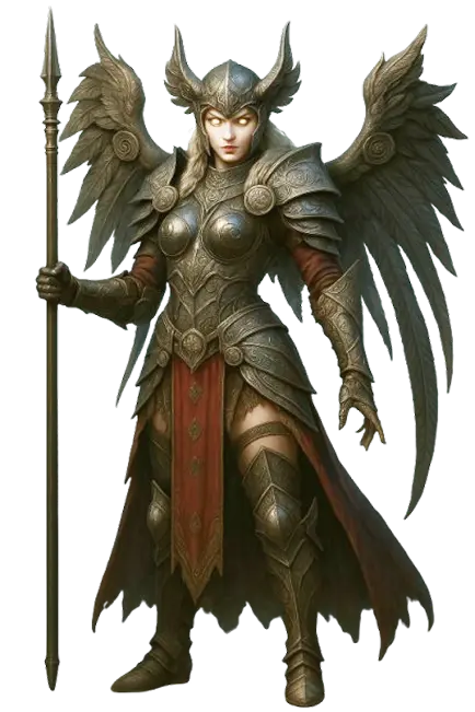 Illustration d'une valkyrie en armure lourde